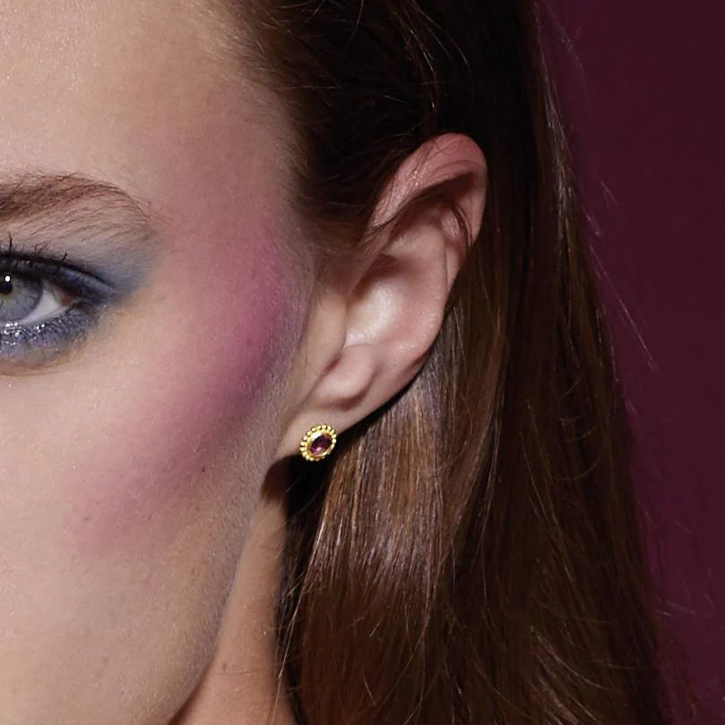 Blue Topaz Birthstone 14K Gold Stud Earrings