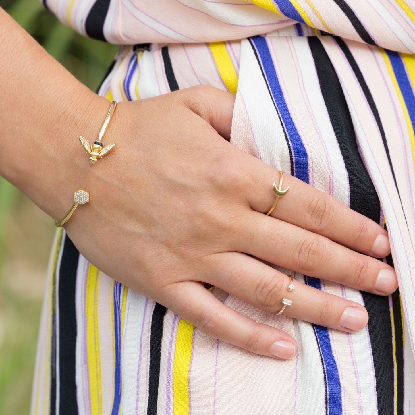 Split Baguette CZ Ring In Vermeil Gold