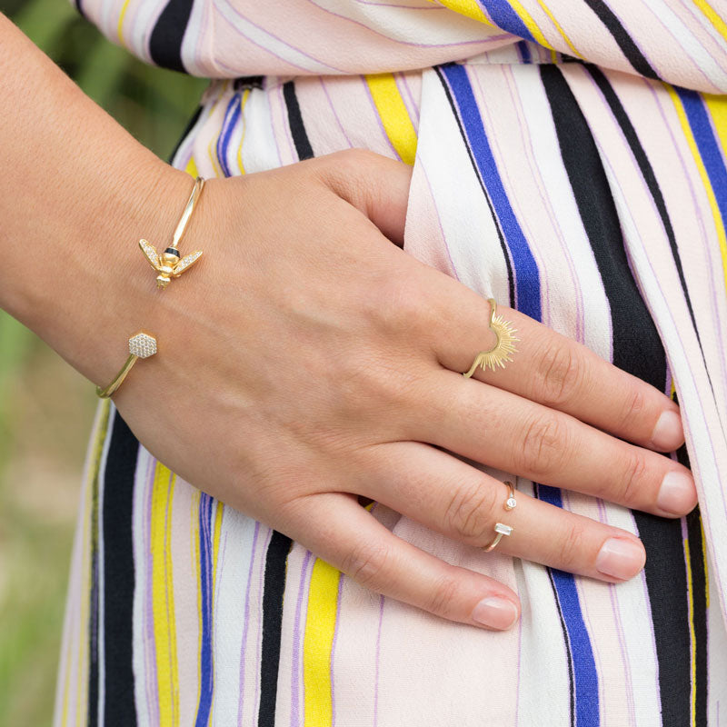 Bee CZ Cuff Vermeil Gold Bracelet