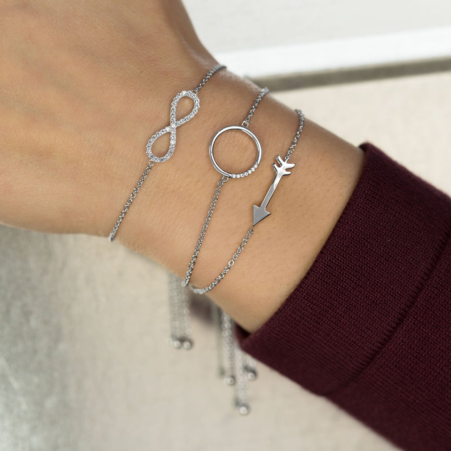 Arrow Charm Bolo Silver Bracelet
