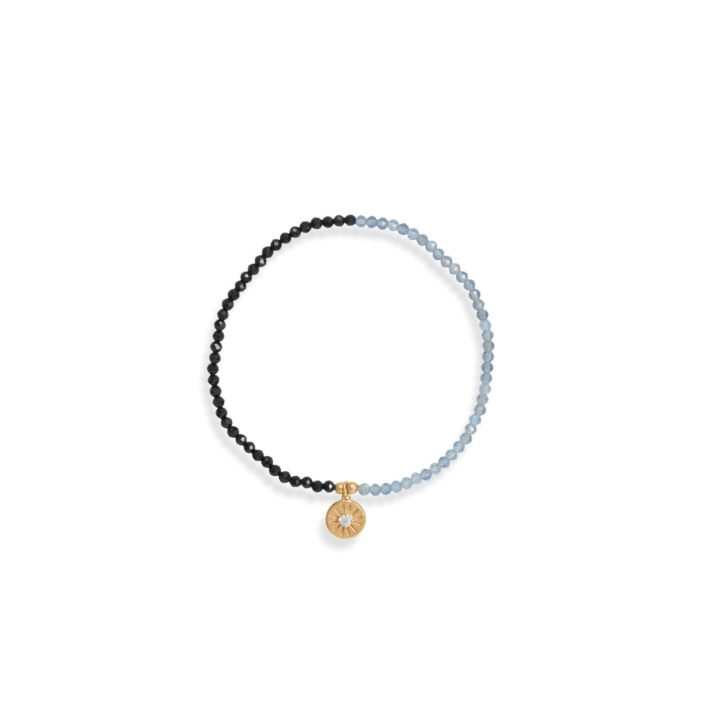 Labradorite and Black Spinel Stretch Charm Bracelet Set