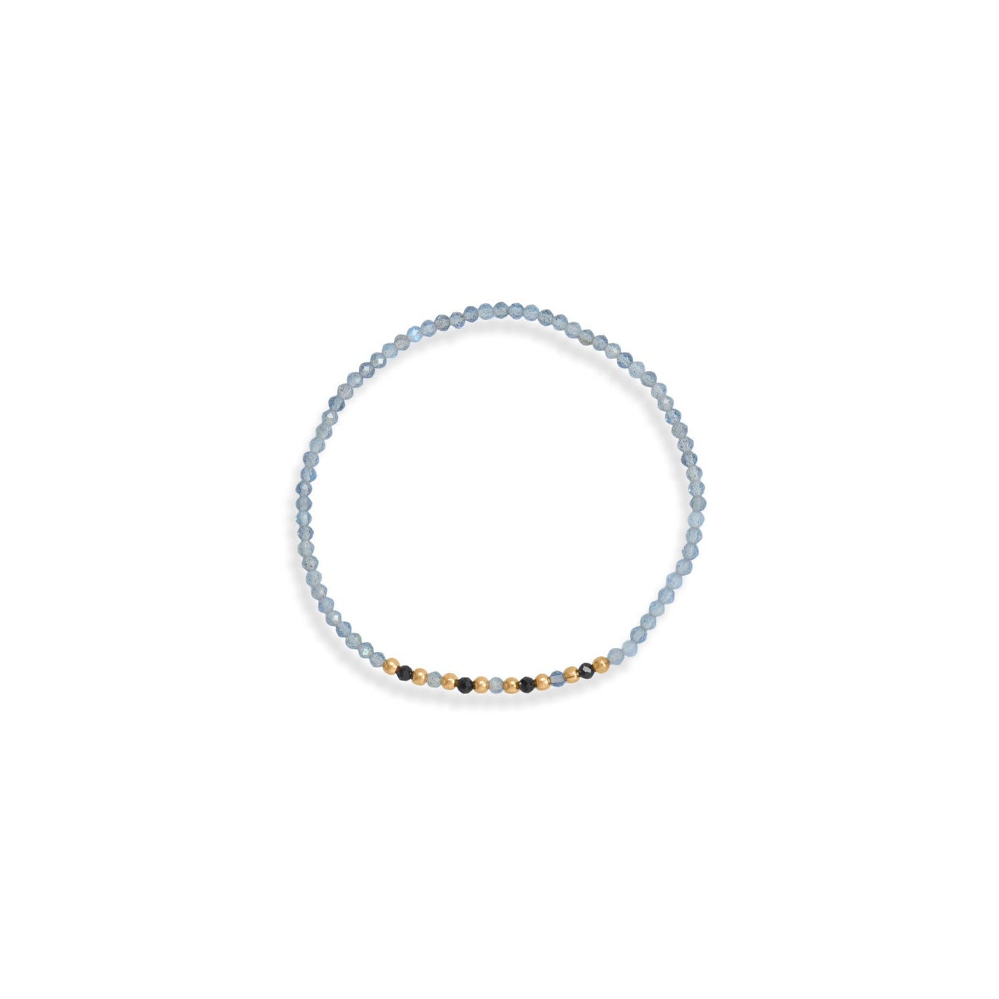 Labradorite and Black Spinel Stretch Charm Bracelet Set