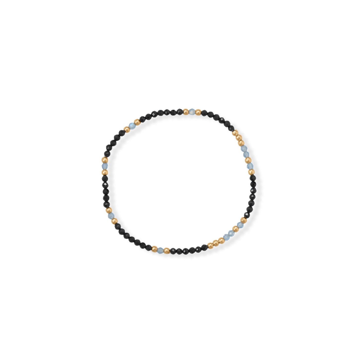 Labradorite and Black Spinel Stretch Charm Bracelet Set