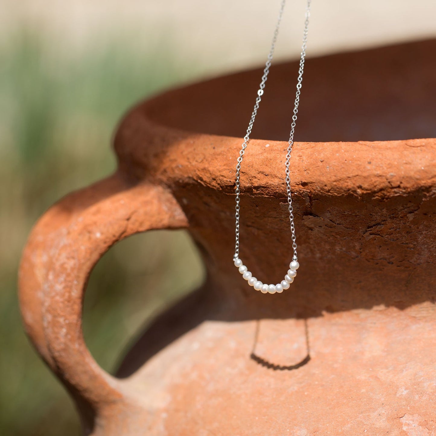 Birthstone Pearl Silver Necklace - June