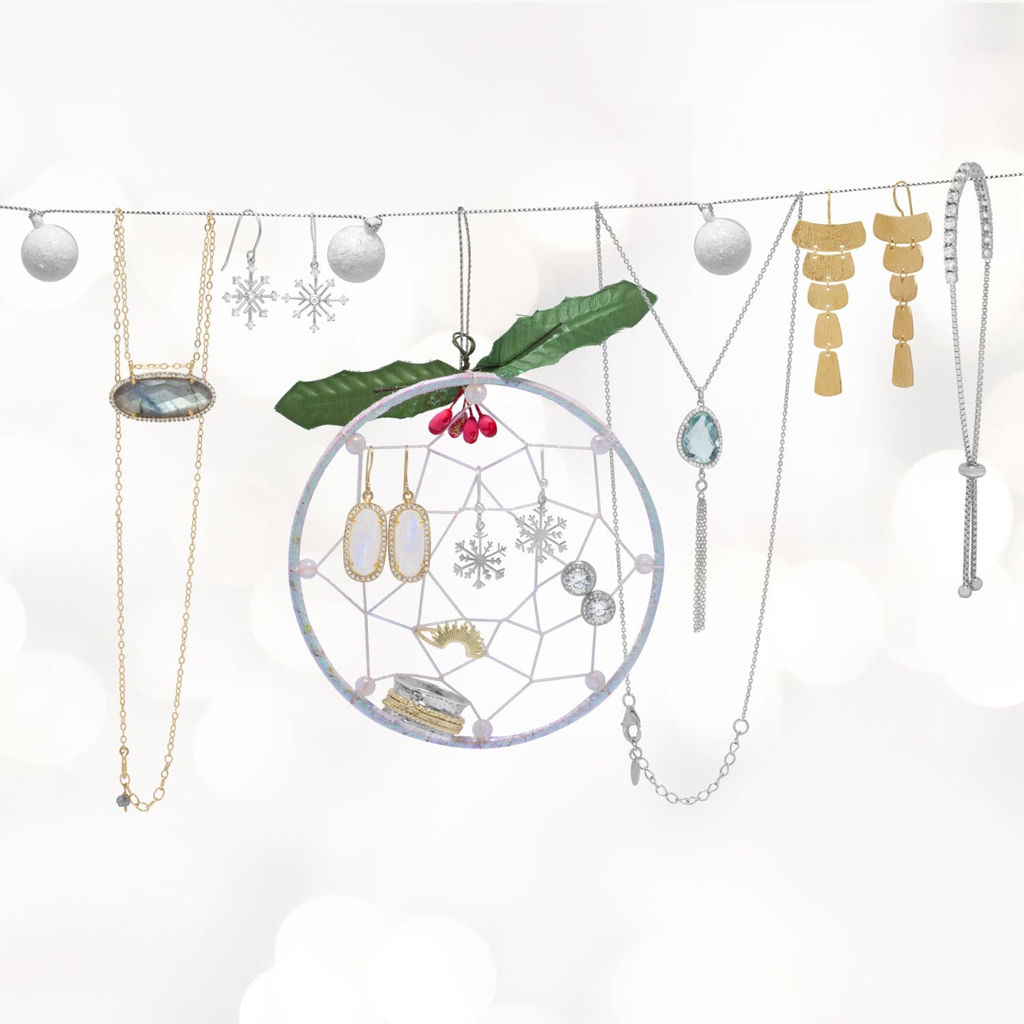 Gold Filled Labradorite Crystal Ellipse Necklace