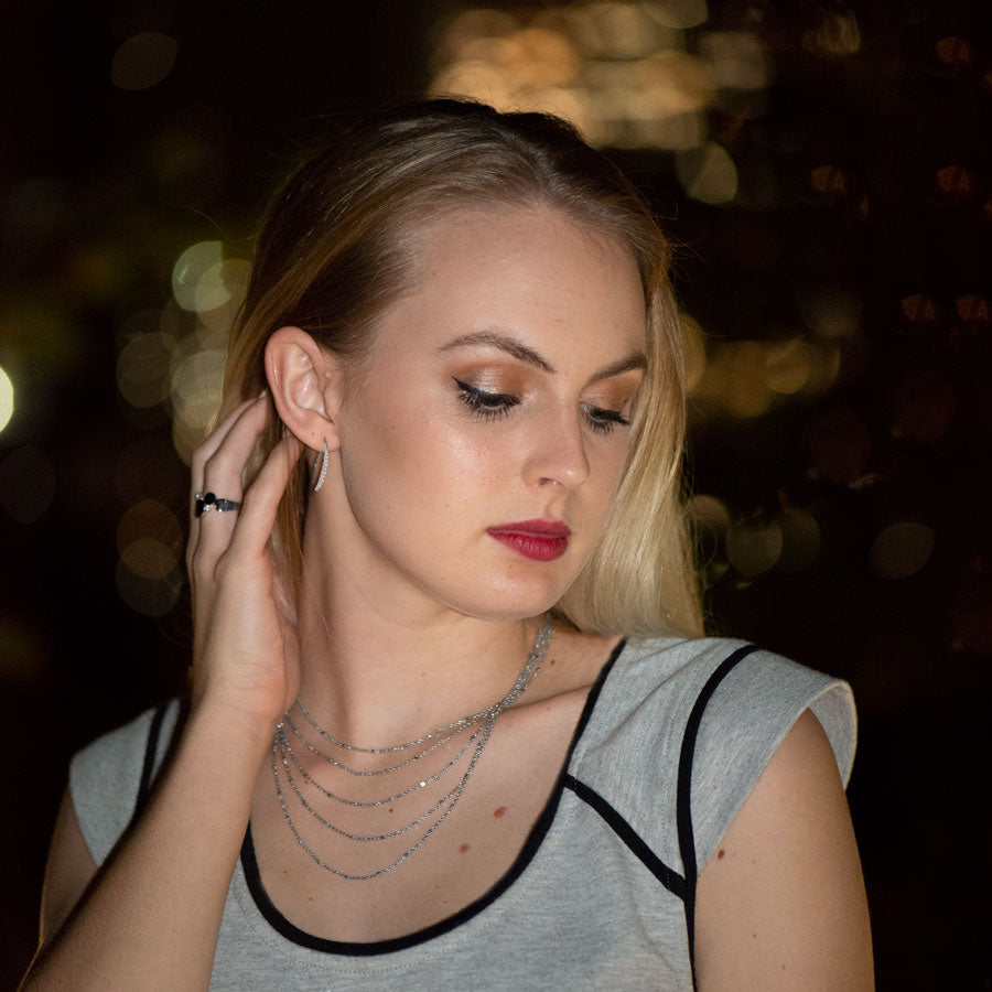 Layers! Five Strand Satellite Chain Silver Necklace