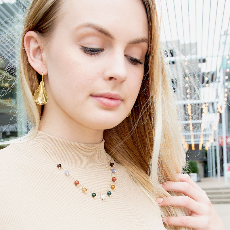 Multi Stone Charm Necklace In Vermeil Gold