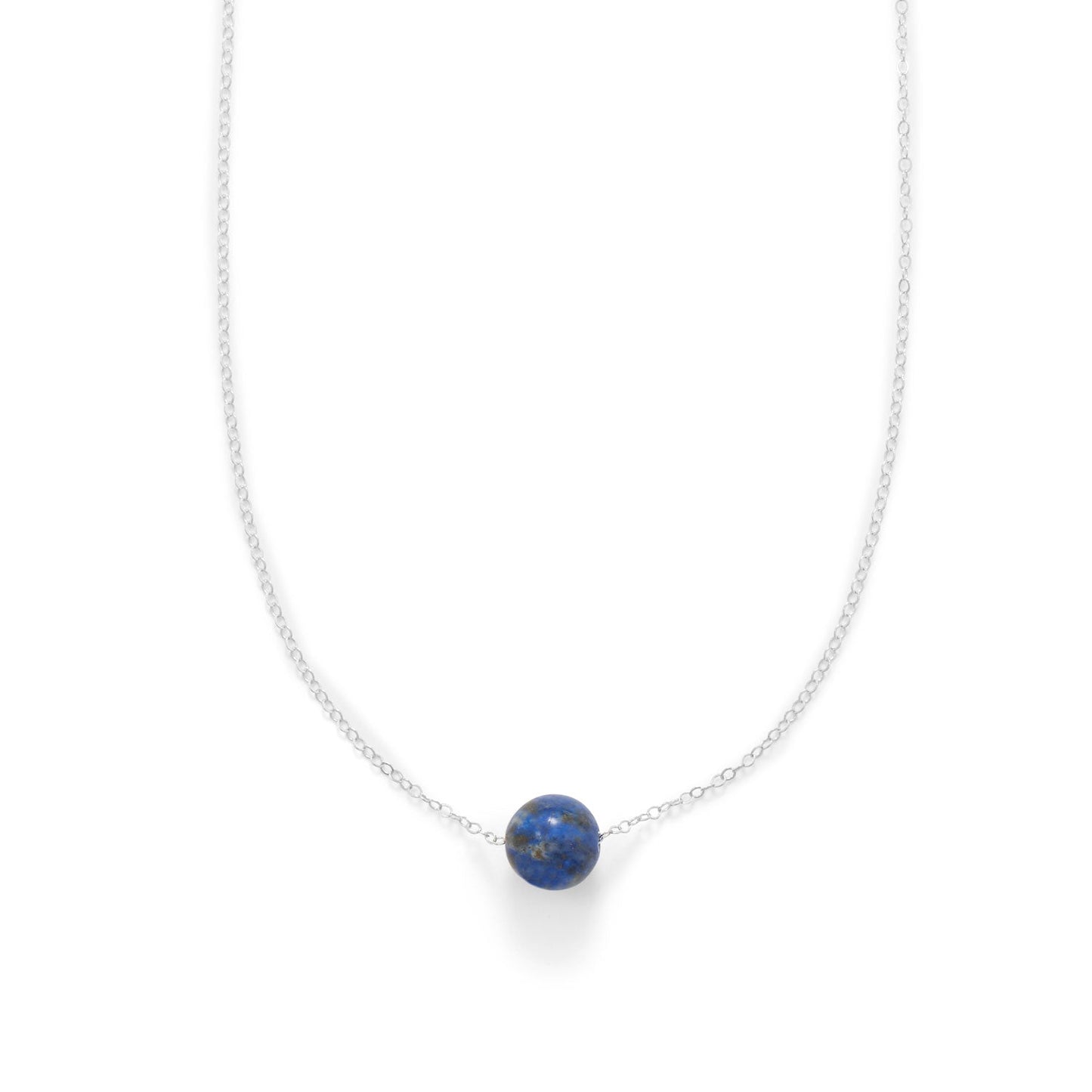 Lapis Lazuli Bead Silver Necklace