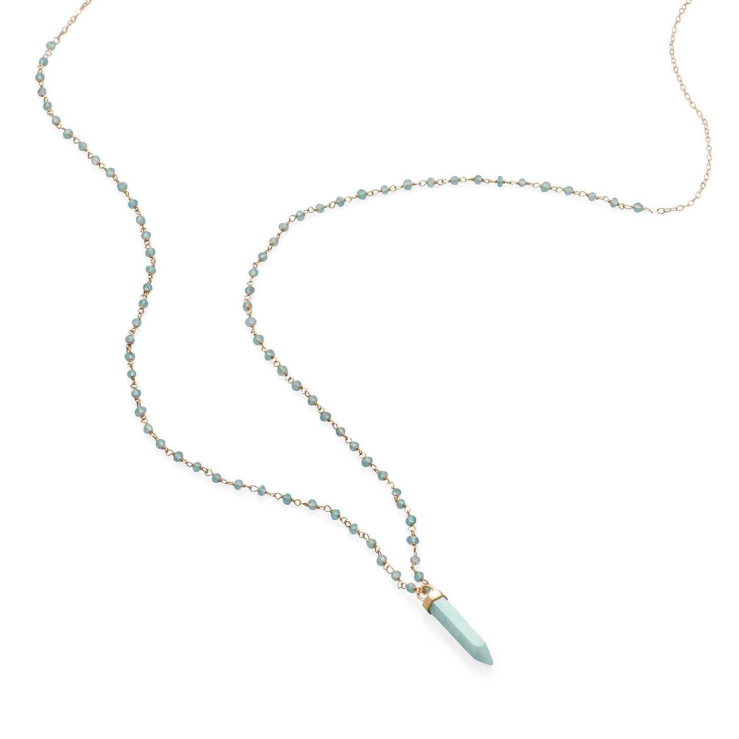 Amazonite Green Pencil Pendant Necklace