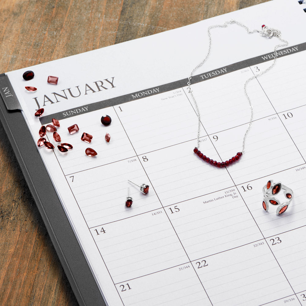 Birthstone Garnet Bead Necklace - January