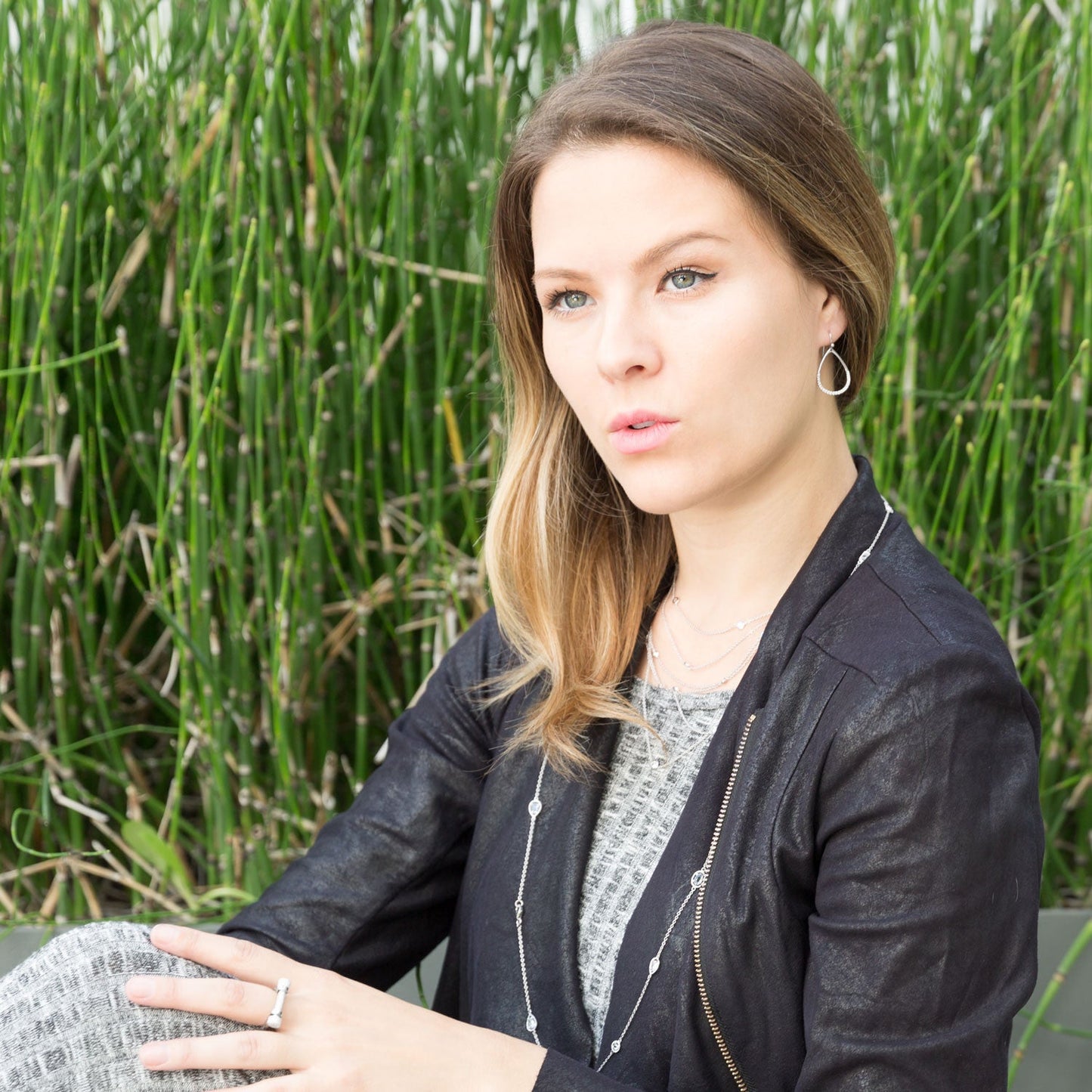 Multi-Layered Graduated CZs Silver Necklace