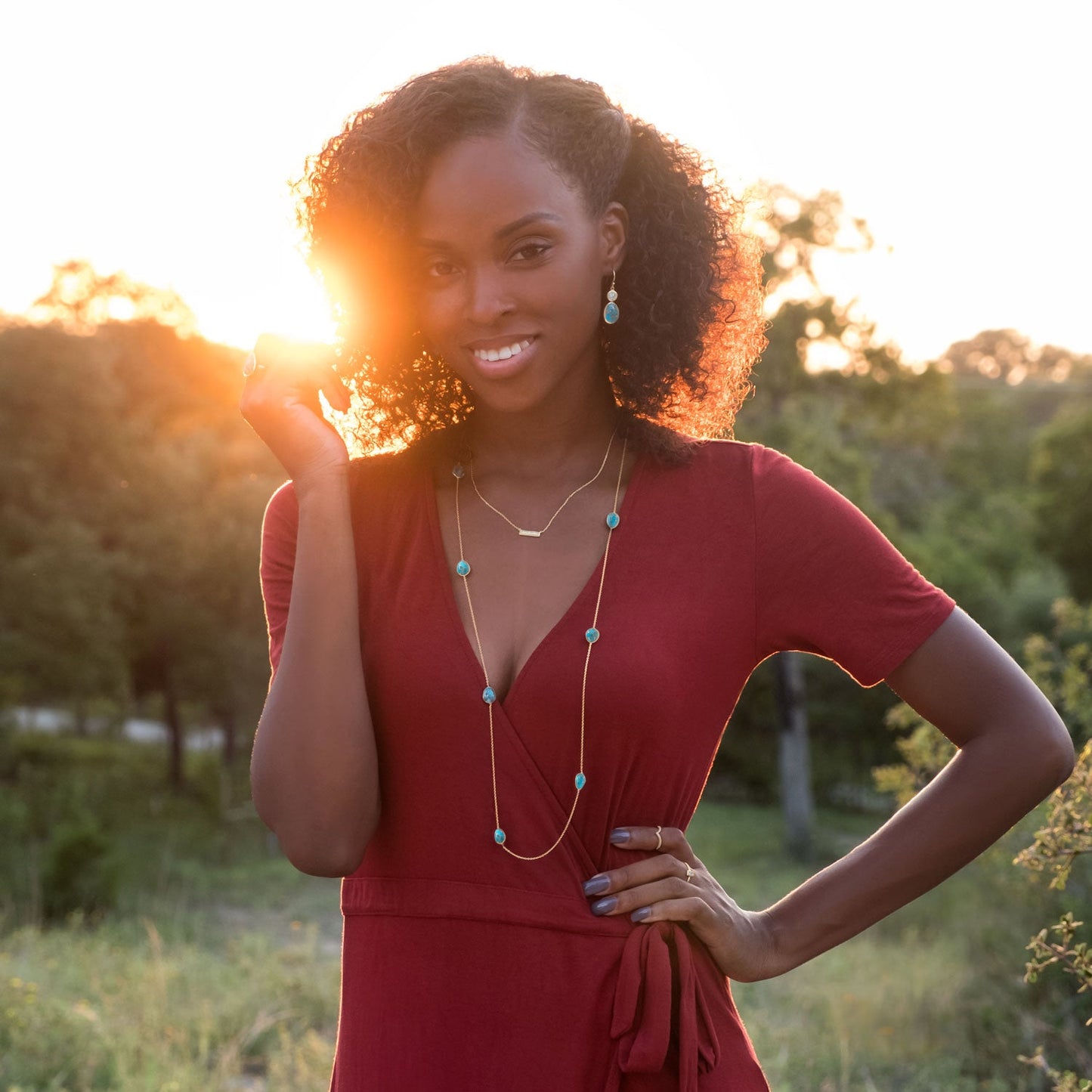 Turquoise Endless Necklace in Vermeil Gold