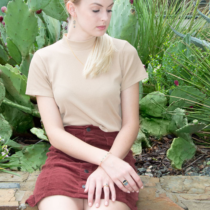 Labradorite French Wire Earrings in Vermeil Gold