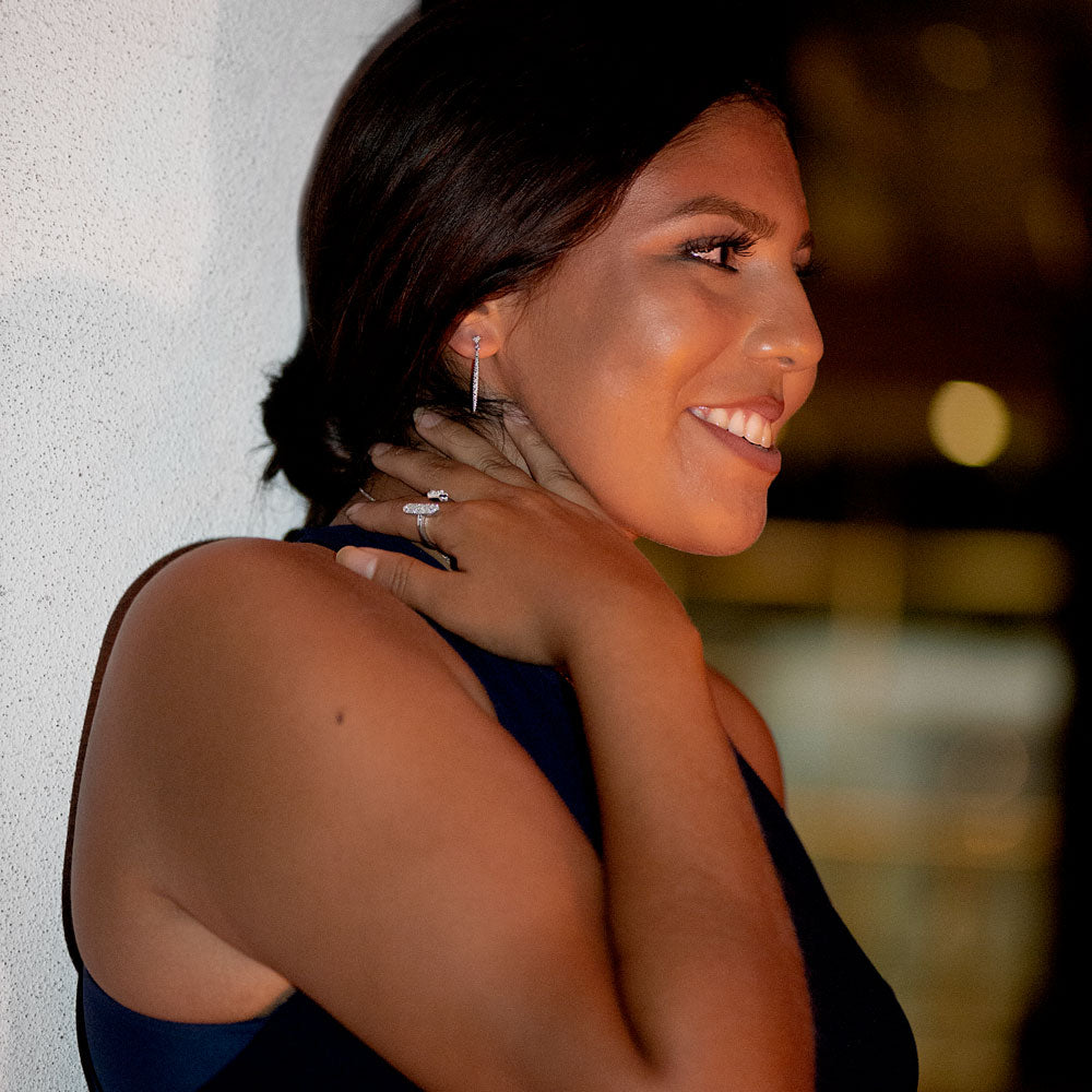 CZ Bar Split Silver Ring