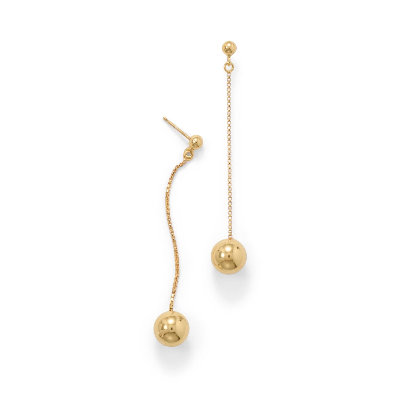 Bead Drop Line Earrings In Vermeil Gold
