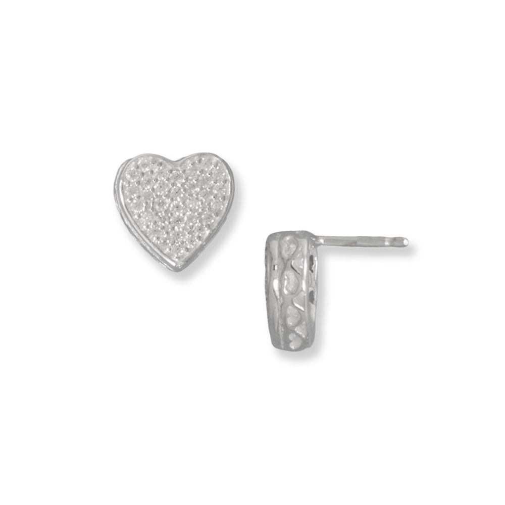 Stylized Sparkle Heart Stud Earrings