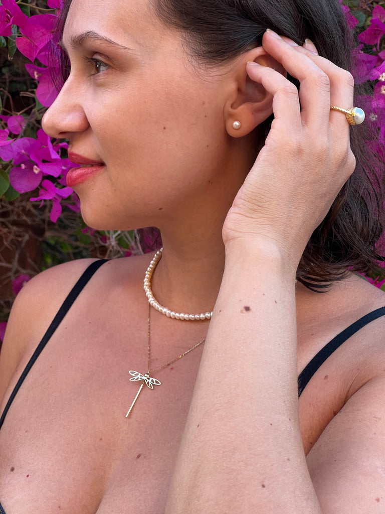 14 Karat Gold Pearl Stud Earrings