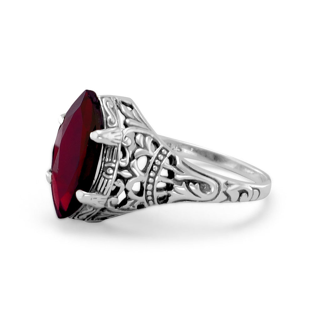 Vintage Garnet Silver Ring