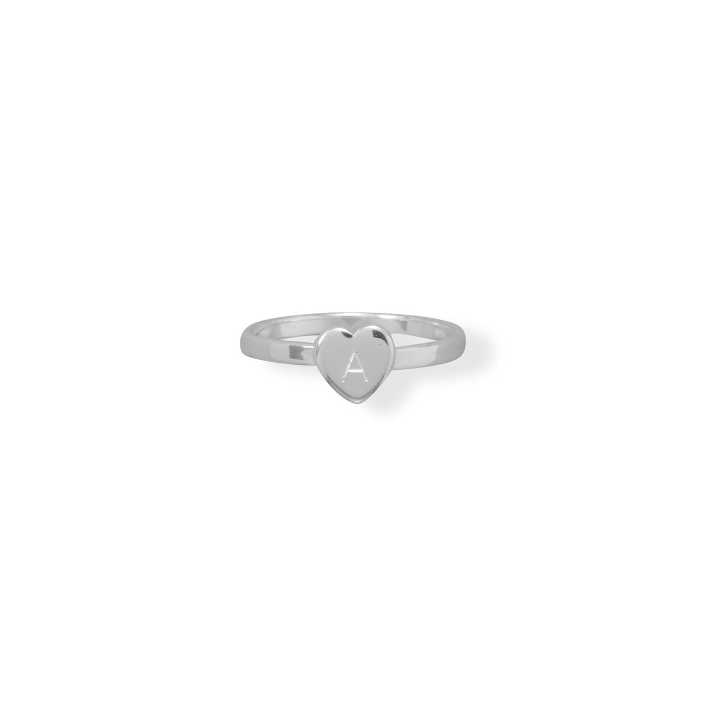 Engravable Heart Silver Ring