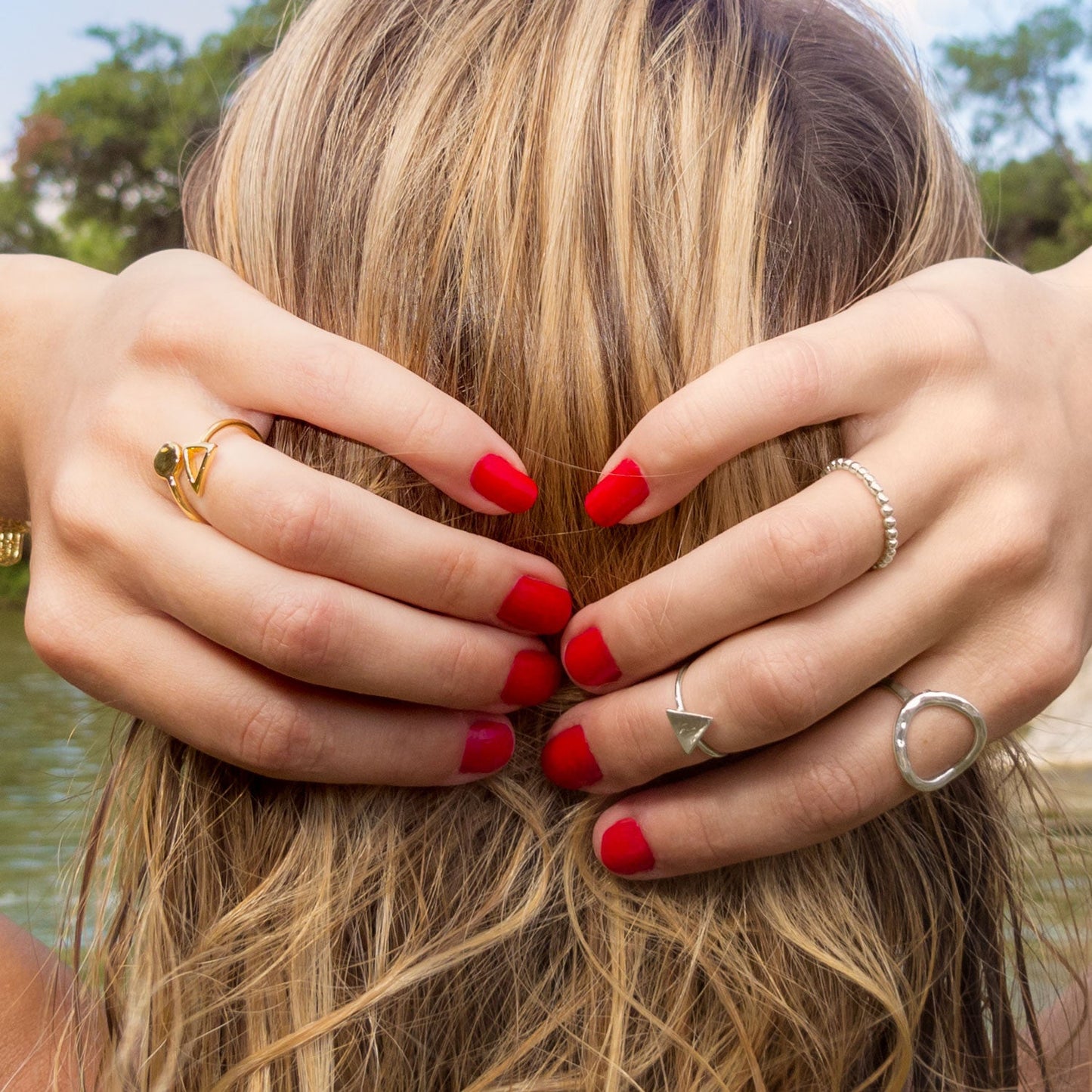 Silver Beaded Band Ring