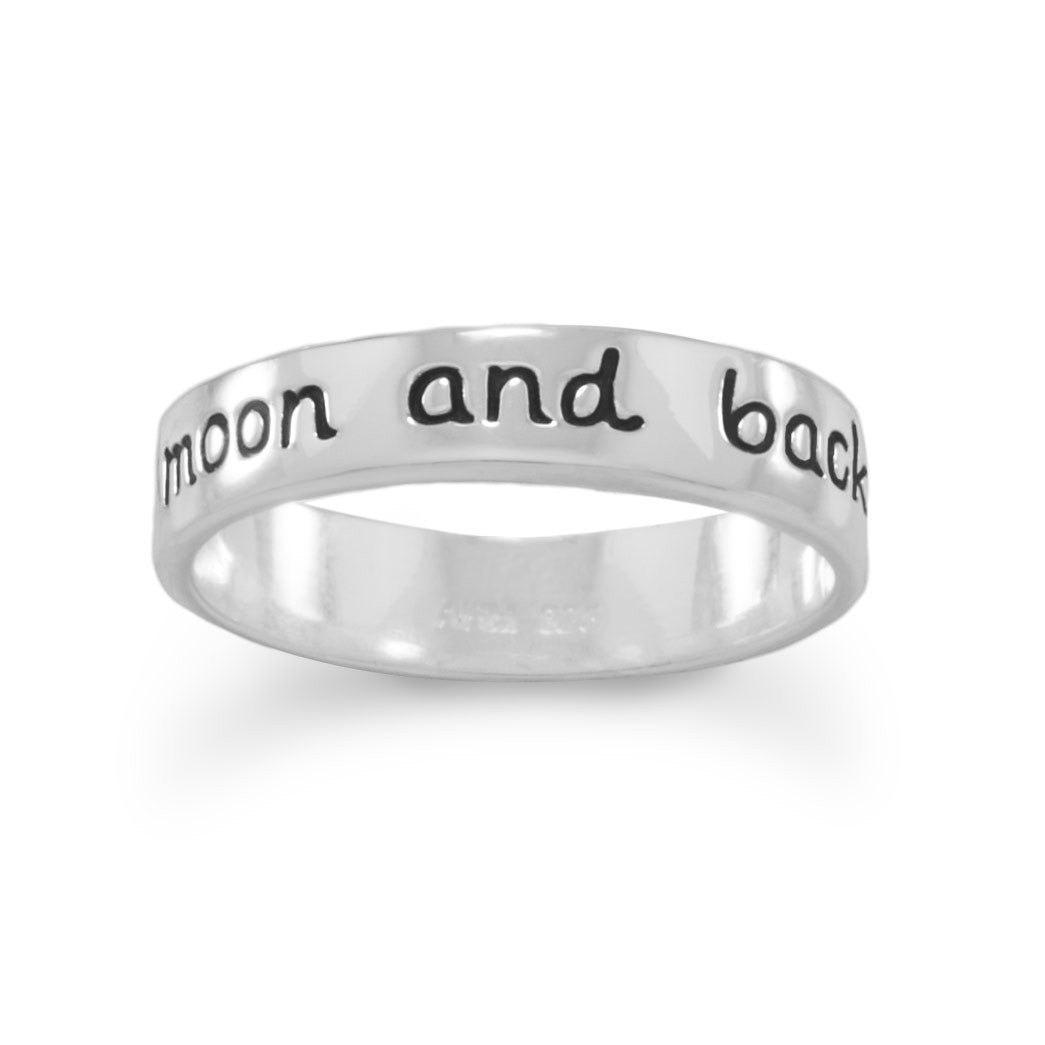 "Love you to the moon and back" Silver Ring