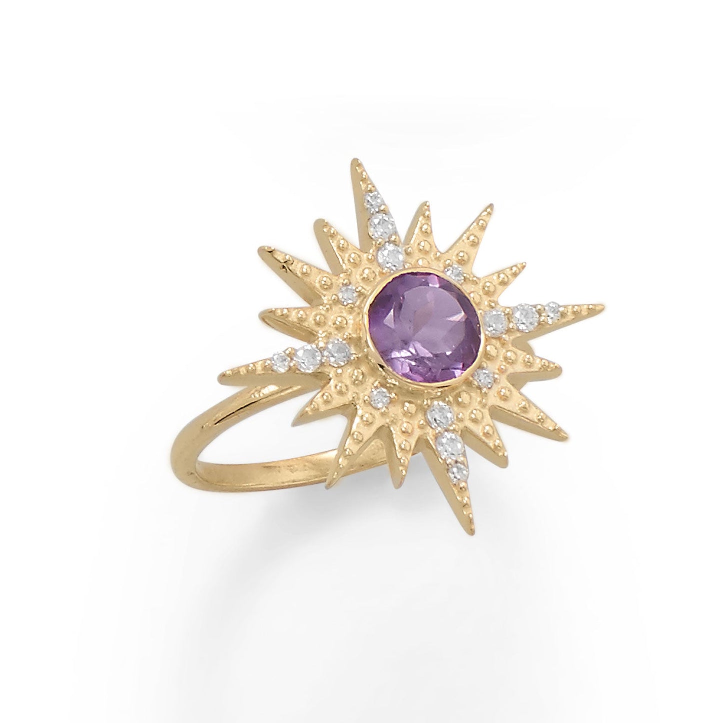 Amethyst Purple Sunshine Ring in Vermeil Gold
