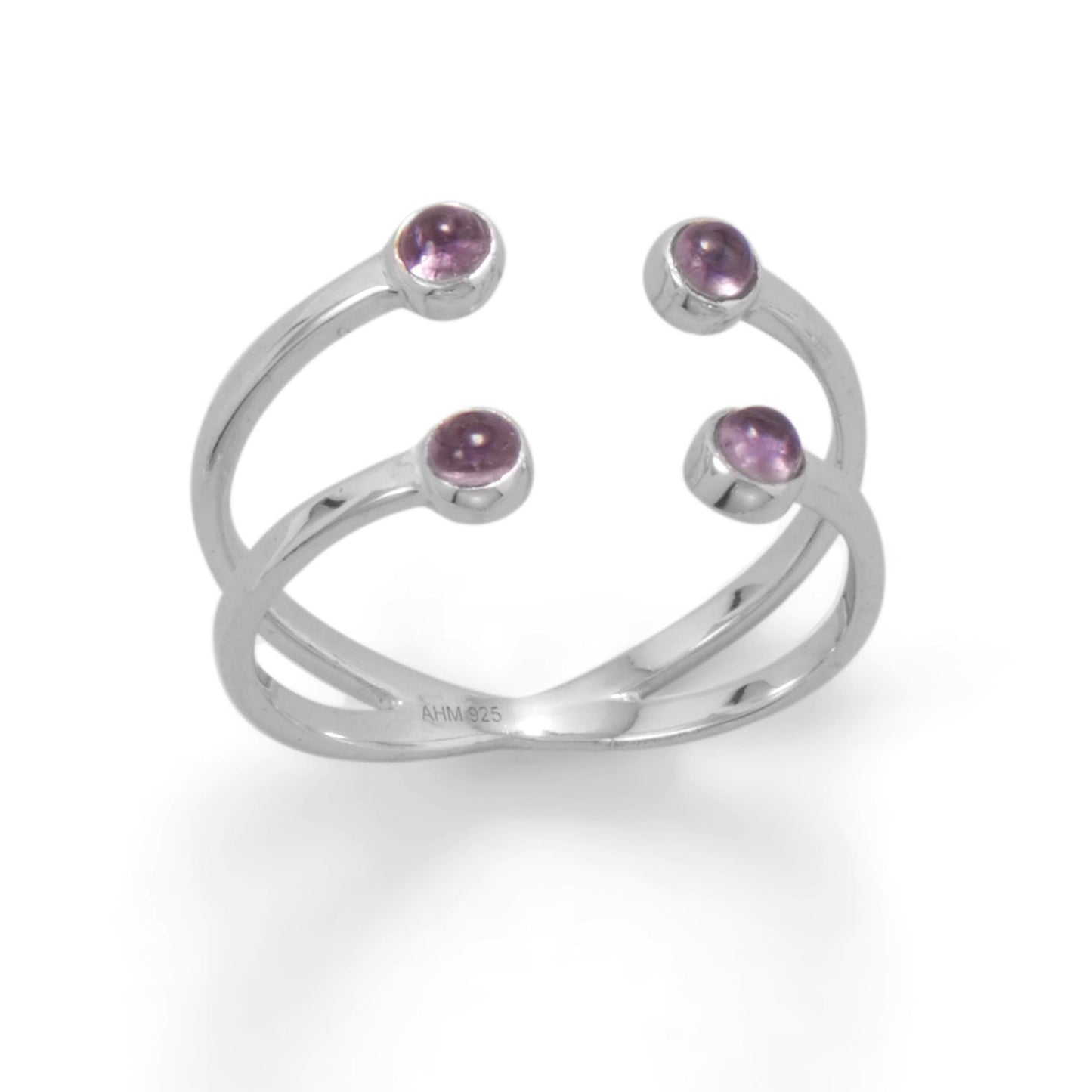 Amethyst Open Split Ring in Sterling Silver