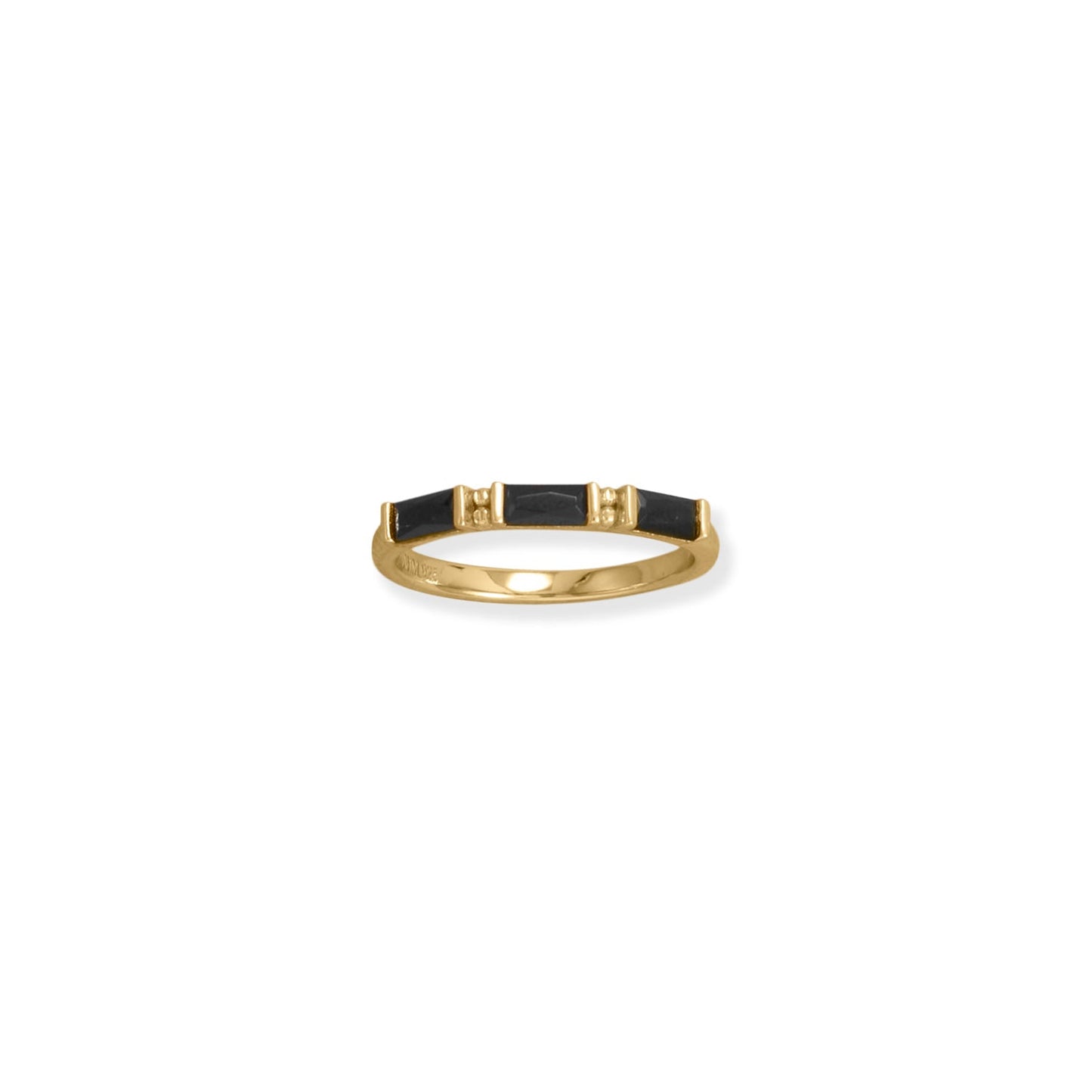 Bodacious Baguettes! 14 Karat Gold Plated Black Baguette CZ Ring