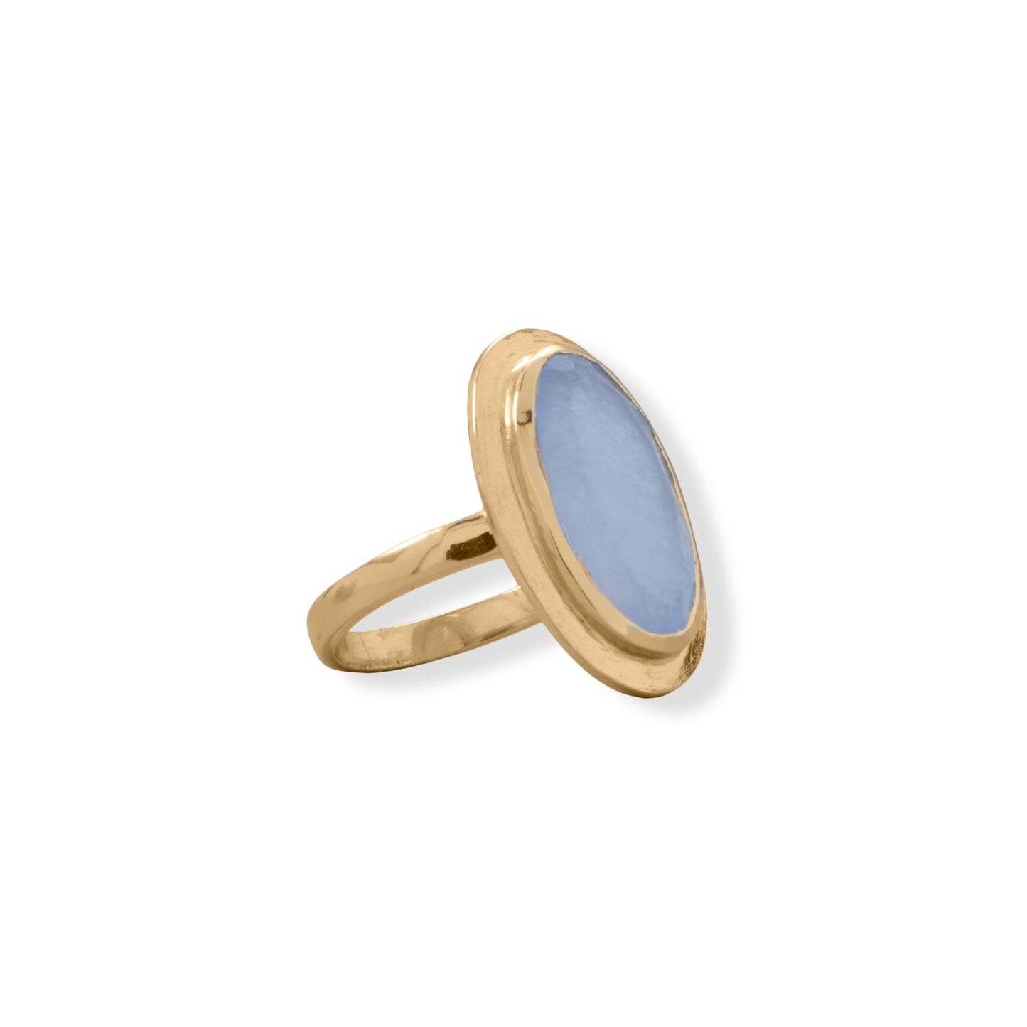 Oval Blue Chalcedony Statement Ring in Vermeil Gold