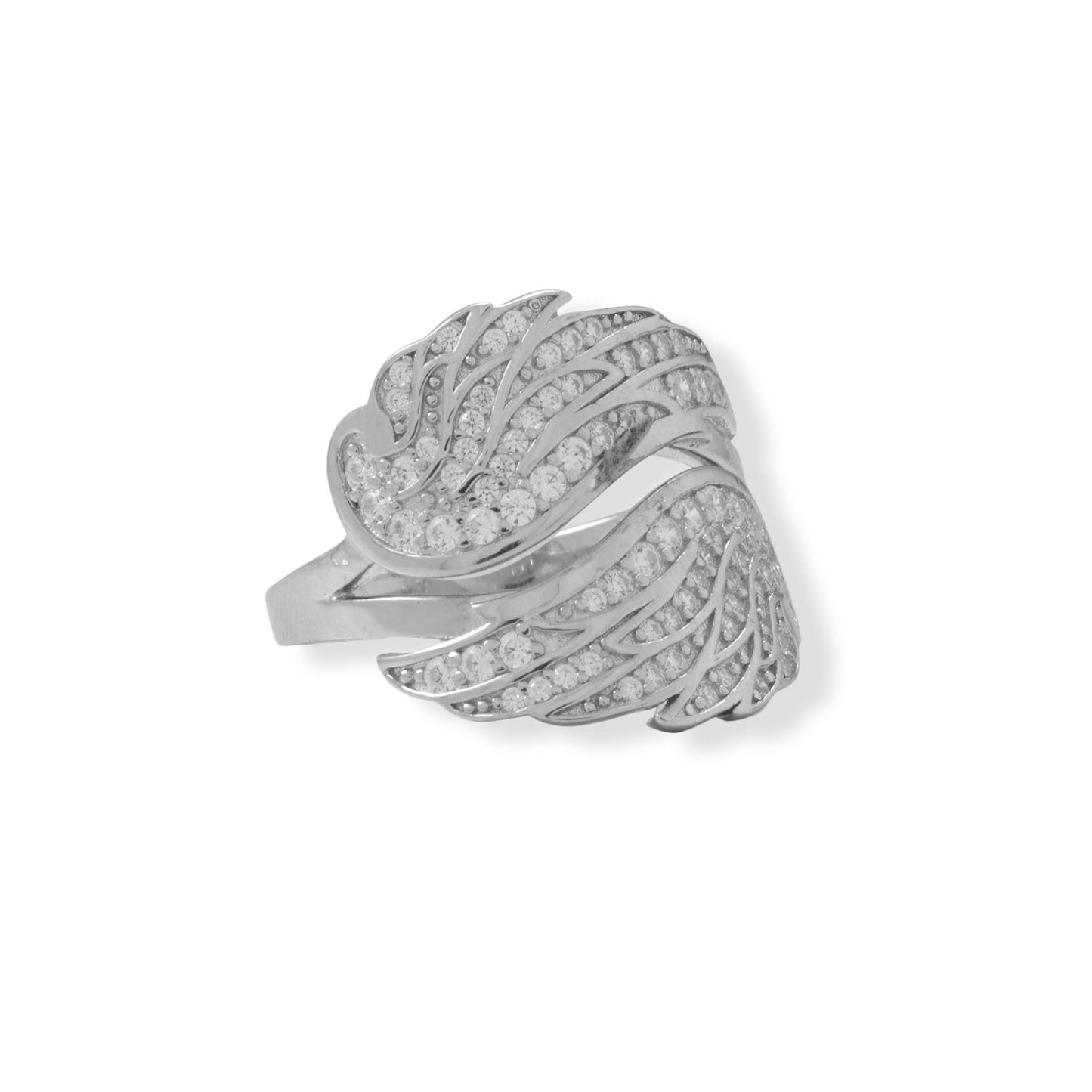 Angel Wings CZ Silver Ring