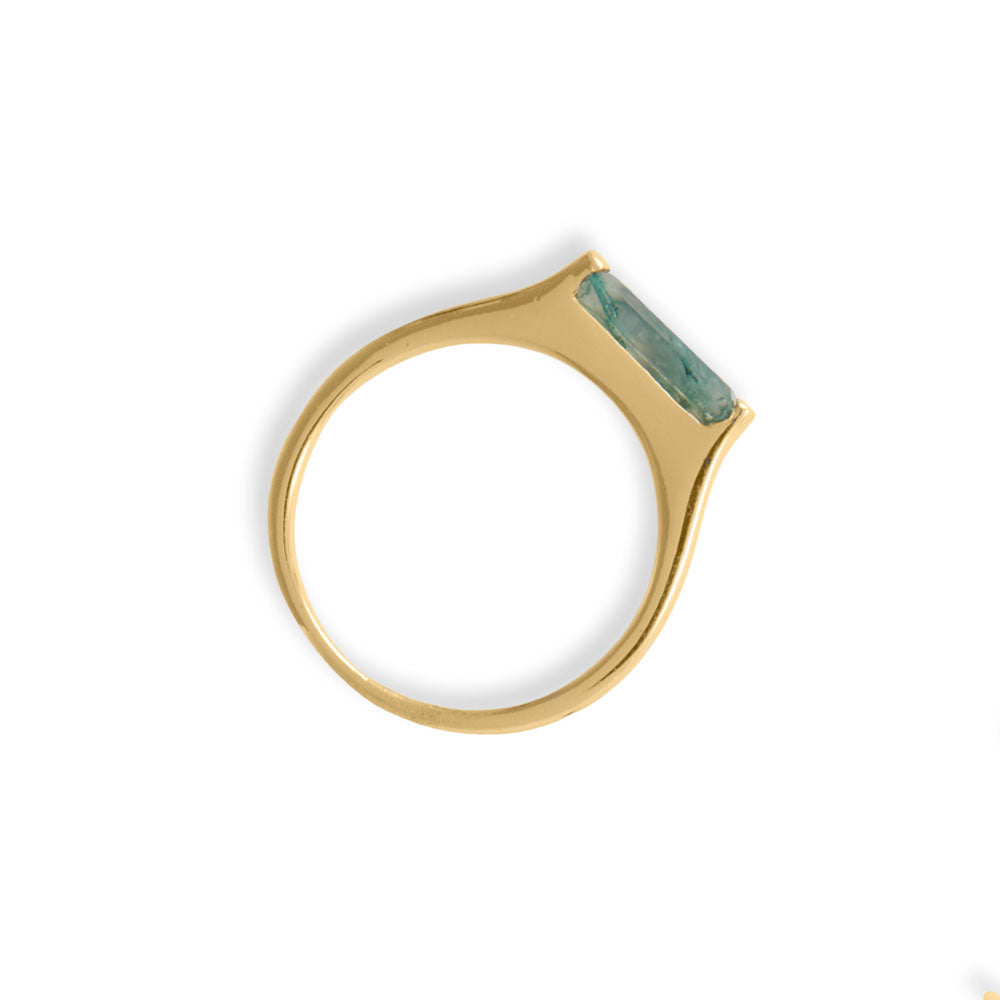 Moss Agate Bar Ring