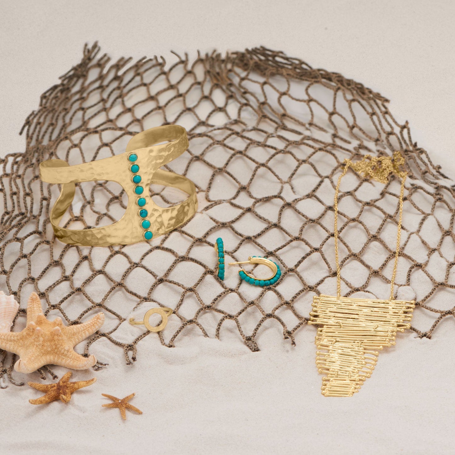 Hammered Turquoise Cuff Bracelet In Vermeil Gold