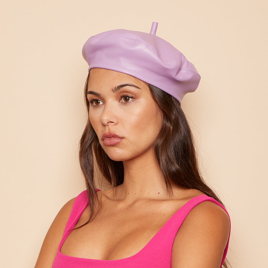 CARTER Leather Beret - In Color