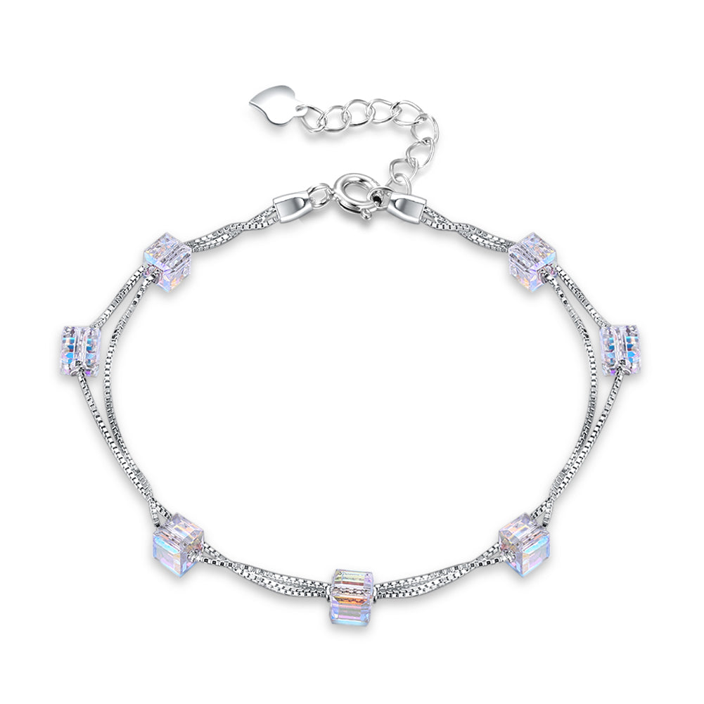 Aurora Borealis Orchid Sterling Silver Charm Bracelet, Bracelet, Golden NYC Jewelry, Golden NYC Jewelry jewelryjewelry deals, swarovski crystal jewelry, groupon jewelry,, jewelry for mom,