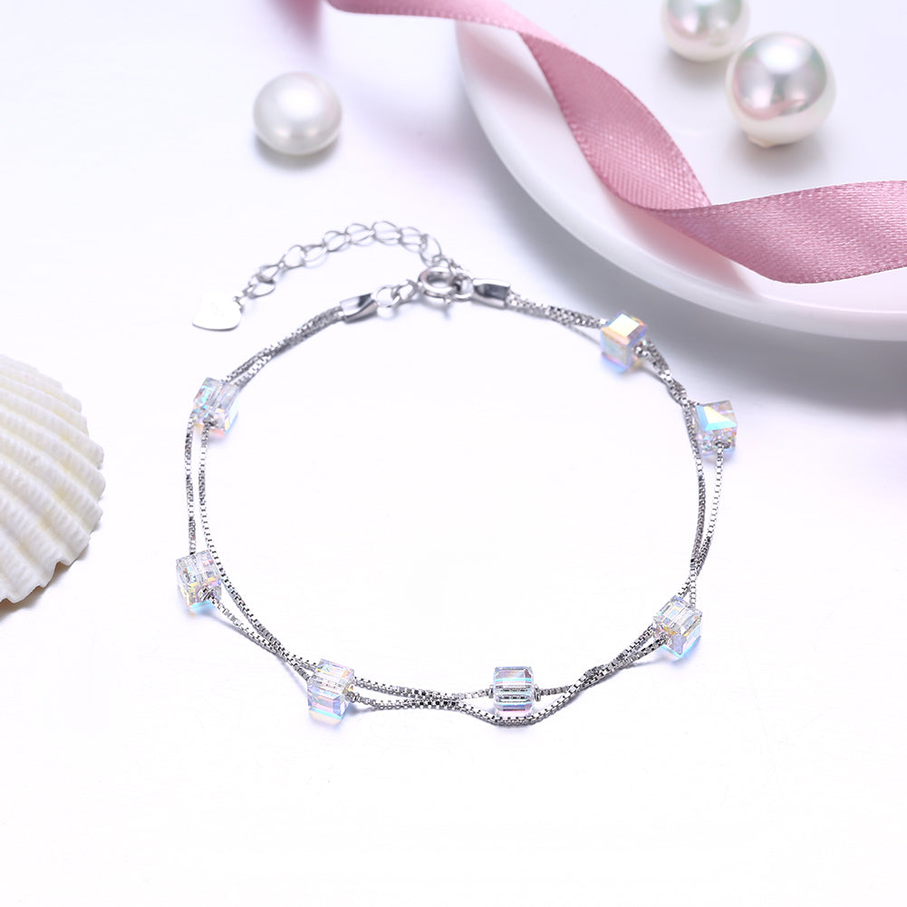 Aurora Borealis Orchid Sterling Silver Charm Bracelet, Bracelet, Golden NYC Jewelry, Golden NYC Jewelry jewelryjewelry deals, swarovski crystal jewelry, groupon jewelry,, jewelry for mom,