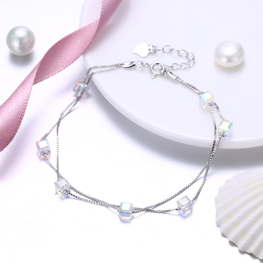 Aurora Borealis Orchid Sterling Silver Charm Bracelet, Bracelet, Golden NYC Jewelry, Golden NYC Jewelry jewelryjewelry deals, swarovski crystal jewelry, groupon jewelry,, jewelry for mom,