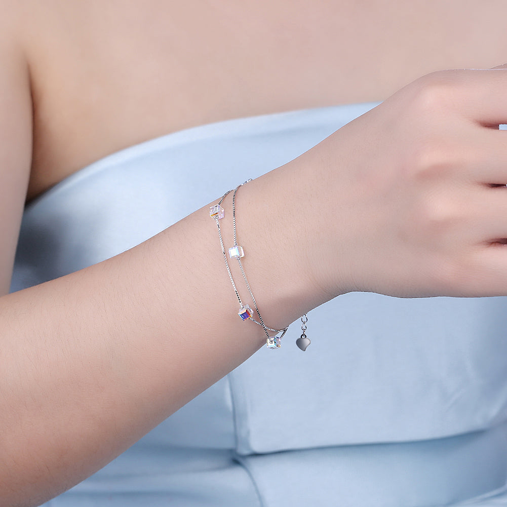 Aurora Borealis Orchid Sterling Silver Charm Bracelet, Bracelet, Golden NYC Jewelry, Golden NYC Jewelry jewelryjewelry deals, swarovski crystal jewelry, groupon jewelry,, jewelry for mom,