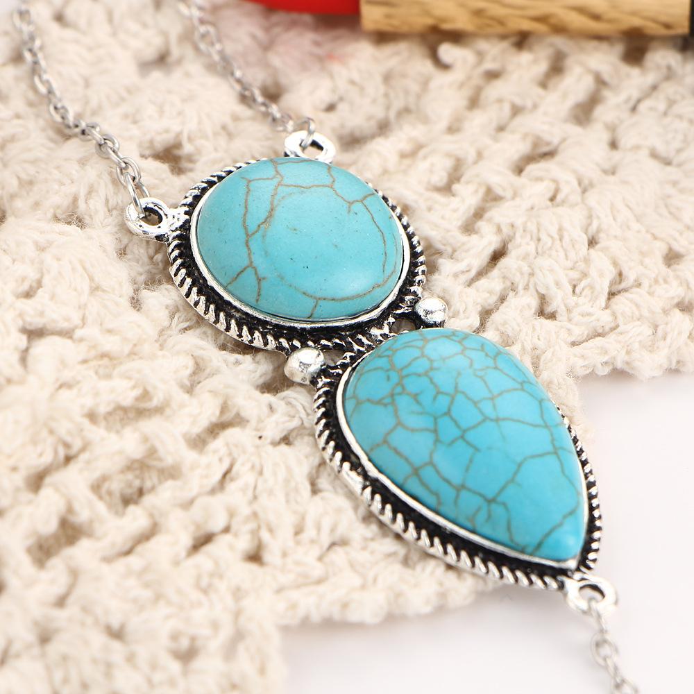 Turquoise Finger Link Hand Bracelet in 18K Gold Plated