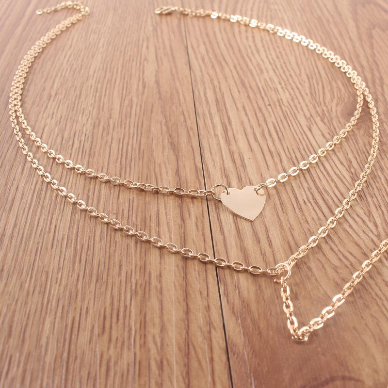 2 Piece Heart Necklace - 18K Gold Plated