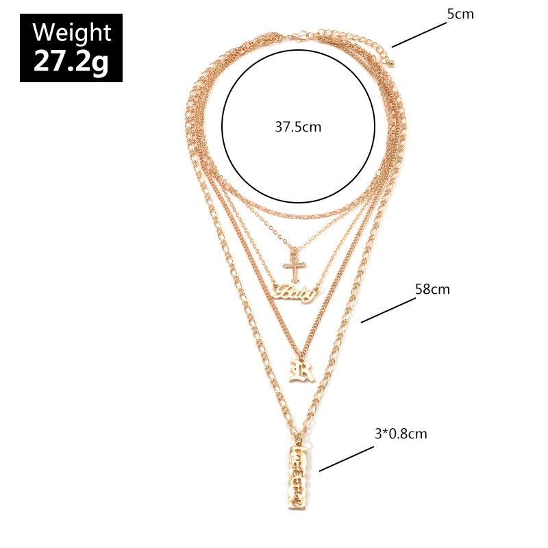 4 Layer Baby Cross Necklace in 18K Gold Plated