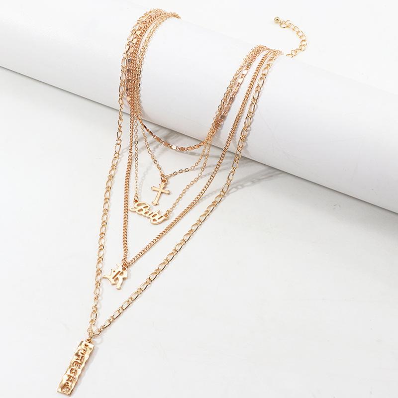 4 Layer Baby Cross Necklace in 18K Gold Plated