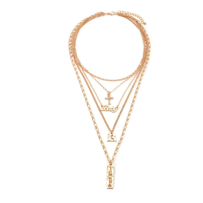 4 Layer Baby Cross Necklace in 18K Gold Plated