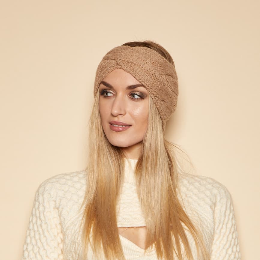 LULA Camel Knit Turban Headband