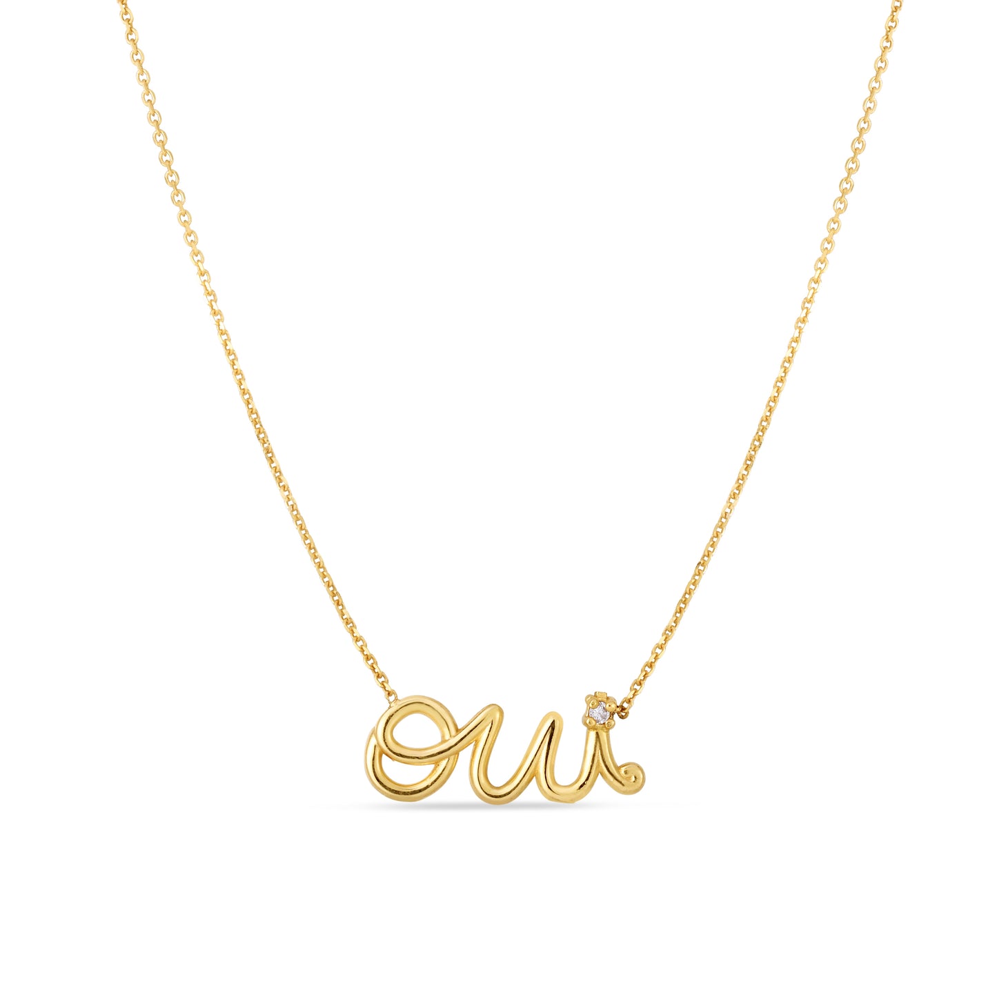 "Oui" Diamond 14K Gold Necklace
