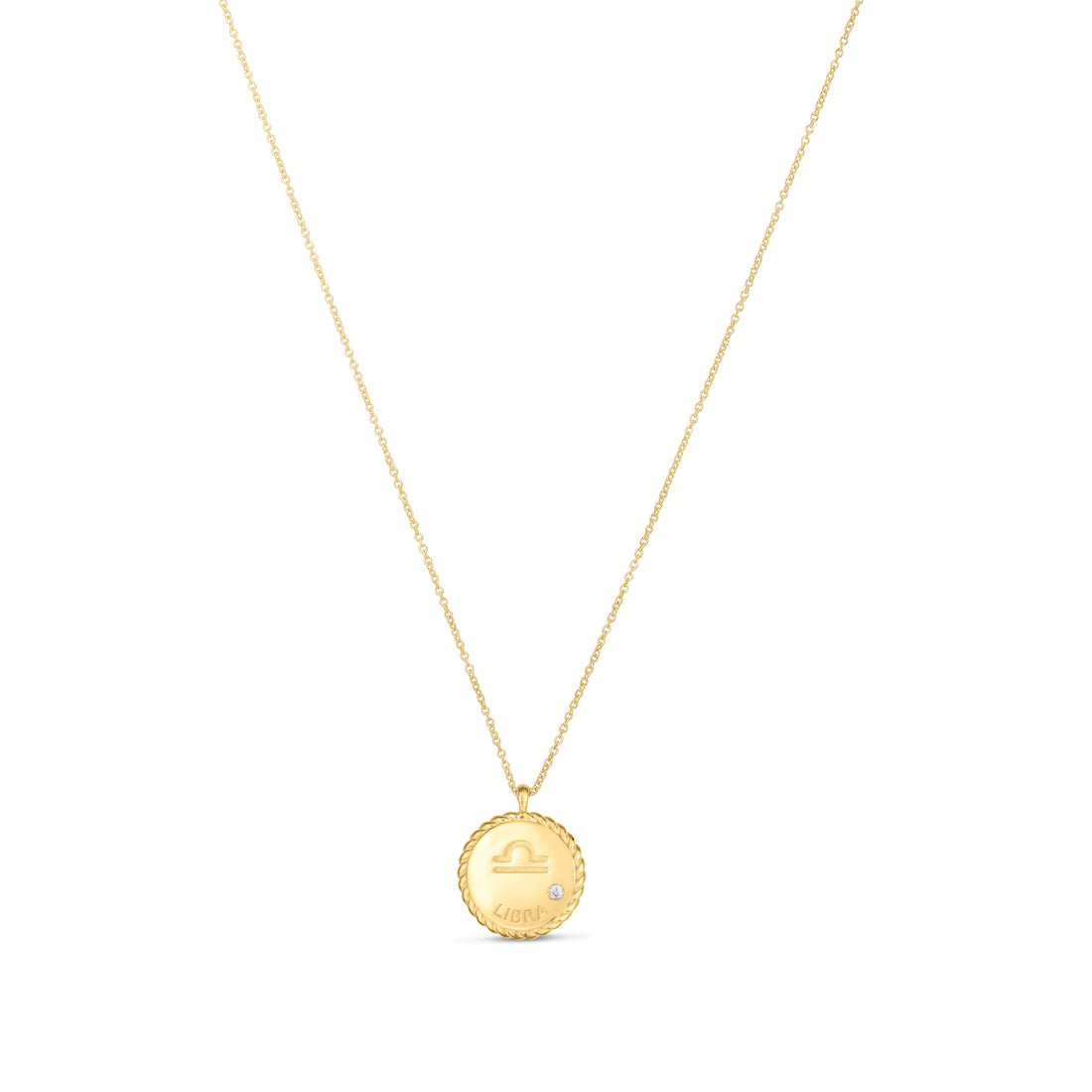 Libra Zodiac Diamond 14k Gold Necklace