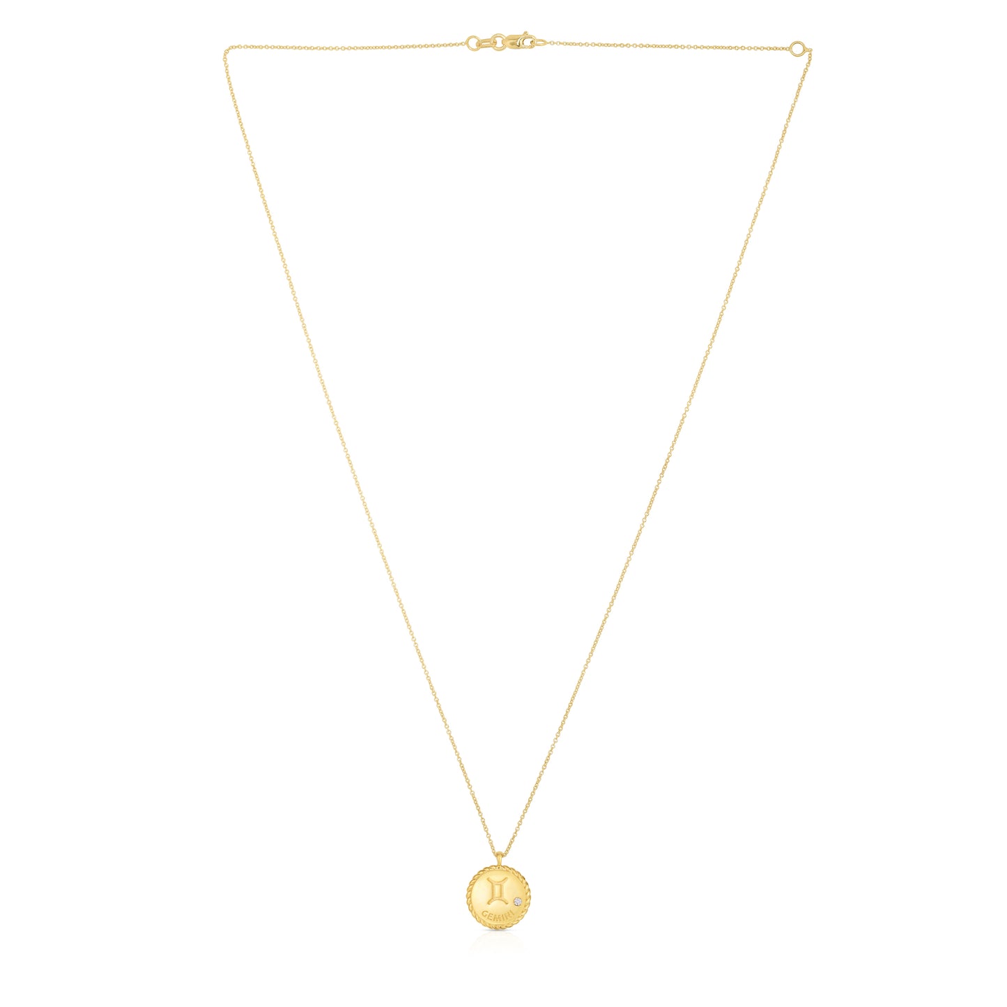 Gemini Zodiac Diamond 14k Gold Necklace