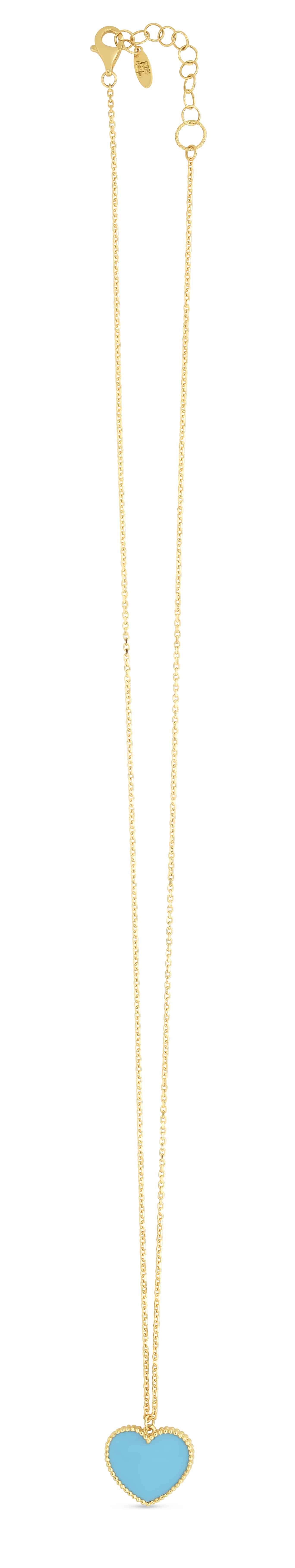 Turquoise Heart 14K Gold Necklace