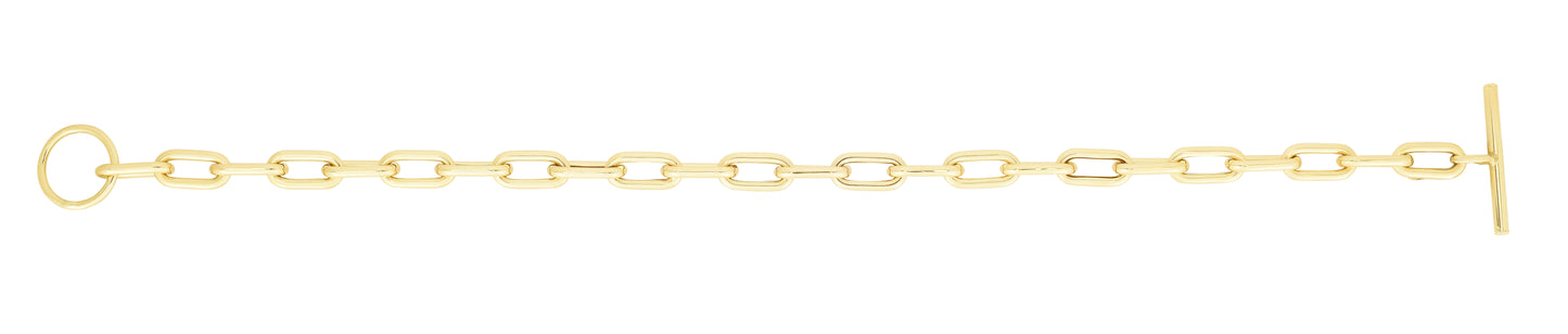 Gold Paperclip Toggle Bracelet 14K Gold
