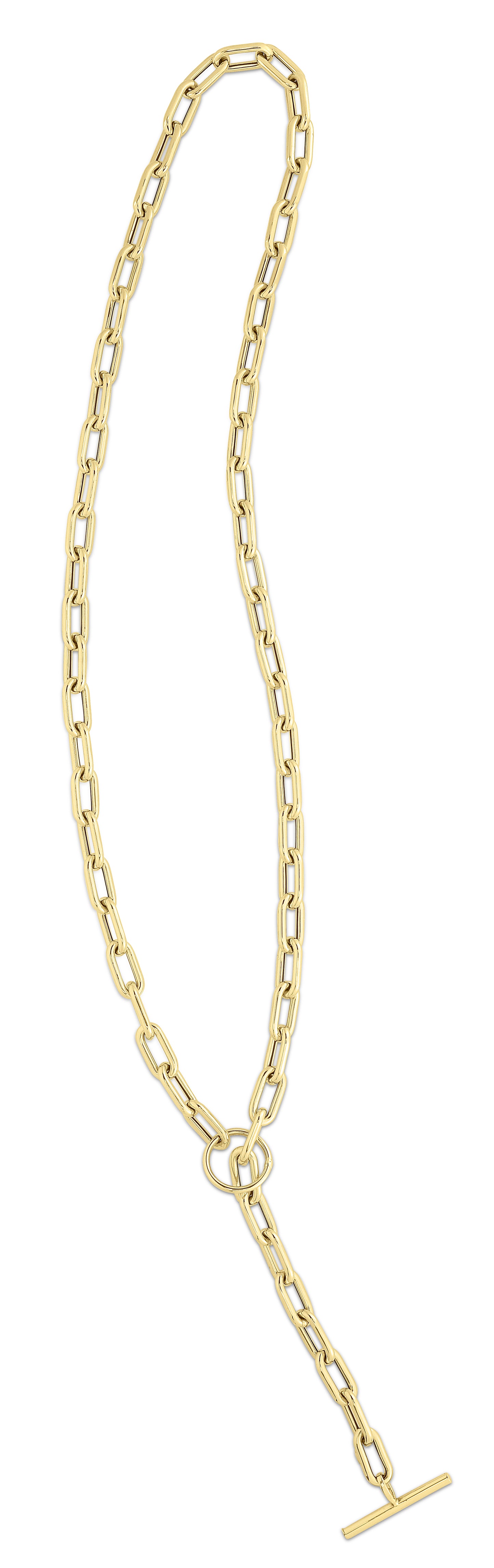 Gold Paperclip Toggle Necklace 14K Gold