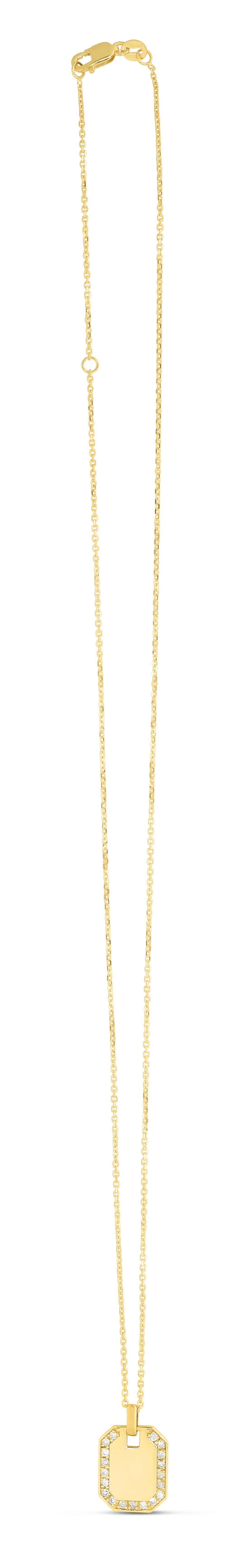 Diamond Rectangle Tag 14K Gold Necklace